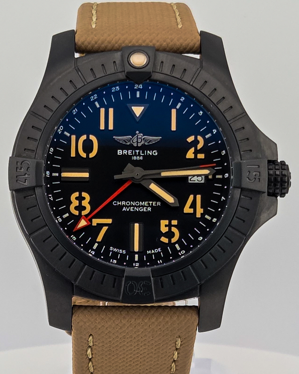 2022 Breitling Avenger GMT "Night Mission" 45MM Black Dial Leather Strap (V32395101B1X2)