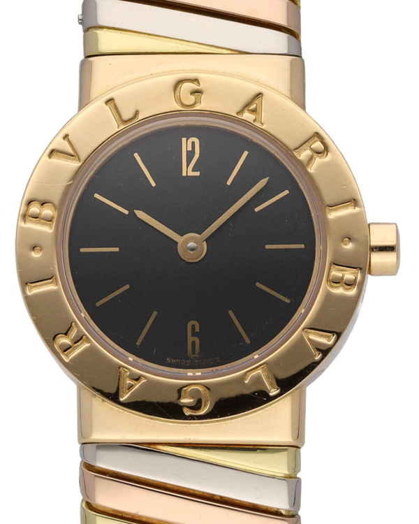 1989 Bvlgari Tubogas 23MM Quartz Black Dial Yellow Gold Bracelet (BB232T)