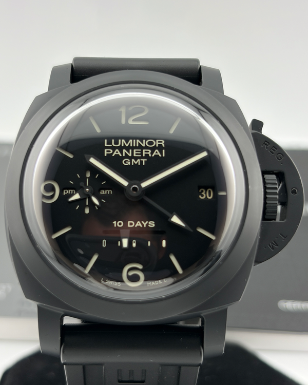 2017 Panerai Luminor 1950 10 Days GMT 44MM Black Dial Rubber Strap (PAM00335)