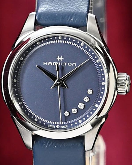 No Reserve - Hamilton Jazzmaster 22MM Quartz Blue Dial Aftermarket Leather Strap (H321110)