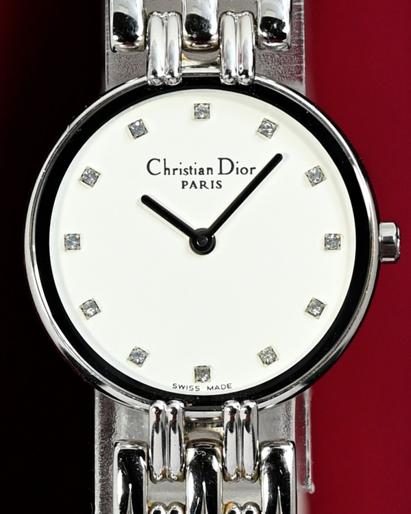 No Reserve - Dior Christal Bagheera 24MM Quartz White Dial Steel Bracelet (D44-120)