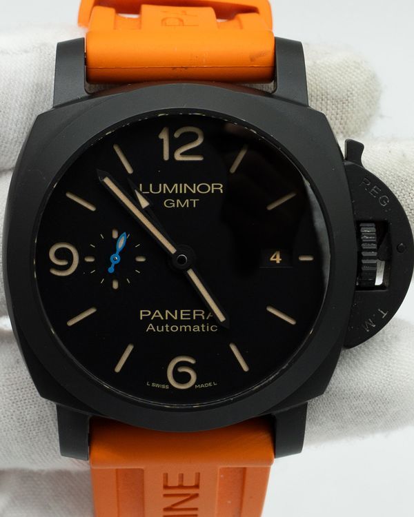 2024 Panerai Luminor 1950 3 Days GMT 44MM Black Dial Rubber Strap (PAM01441)