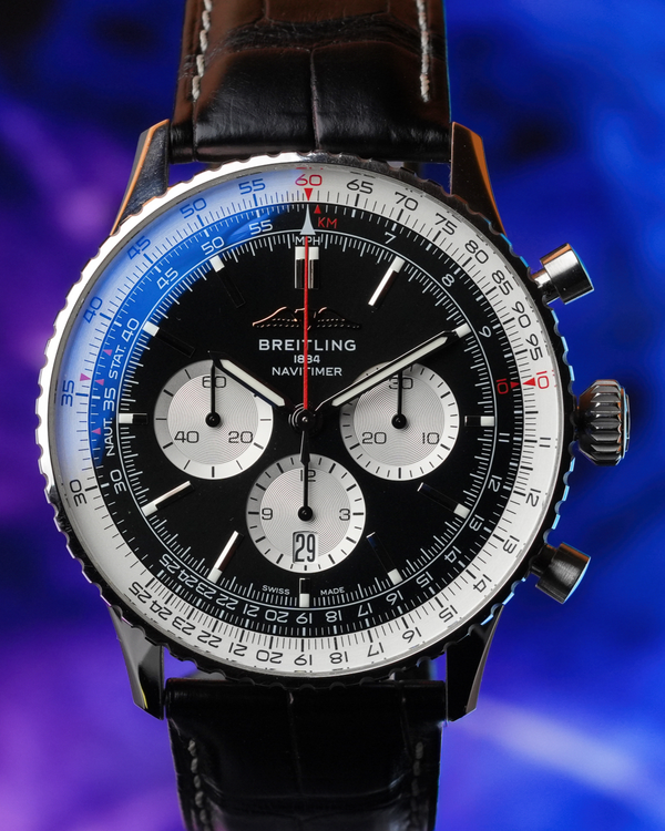 Breitling Navitimer B01 Chronograph 46MM Black Dial Leather Strap (AB0137211B1P1)