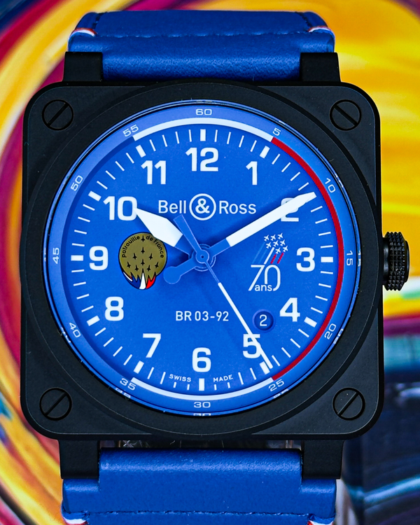2024 Bell & Ross BR 03-92 Diver "Patrouille de France 70th Anniversary" L.E. 42MM Blue Dial Leather Strap (BRO392-PAF7-CE/SCA)