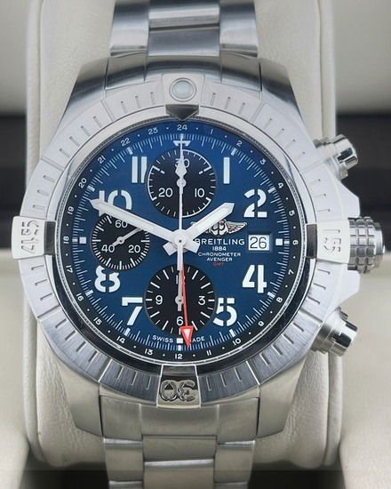 2022 Breitling Avenger Chronograph GMT 45MM Blue Dial Steel Bracelet (A24315)