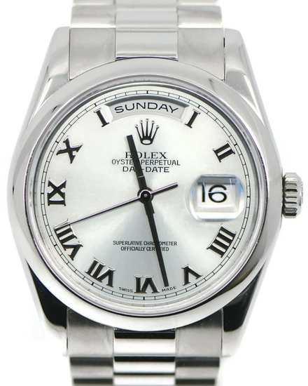 2000 Rolex Day-Date 36MM Ice Blue Dial Platinum President Bracelet (118206)