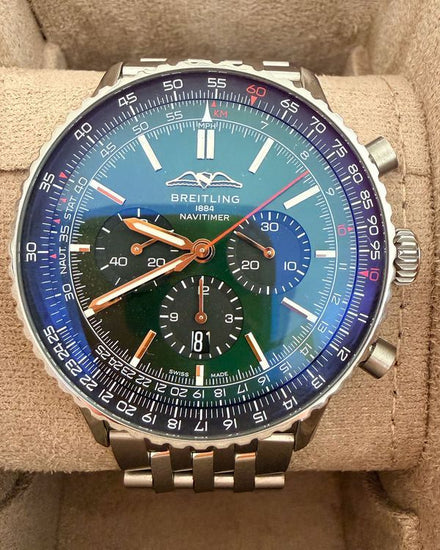 2025 Breitling Navitimer B01 Chronograph 46MM Green Dial Steel Bracelet (AB0137)