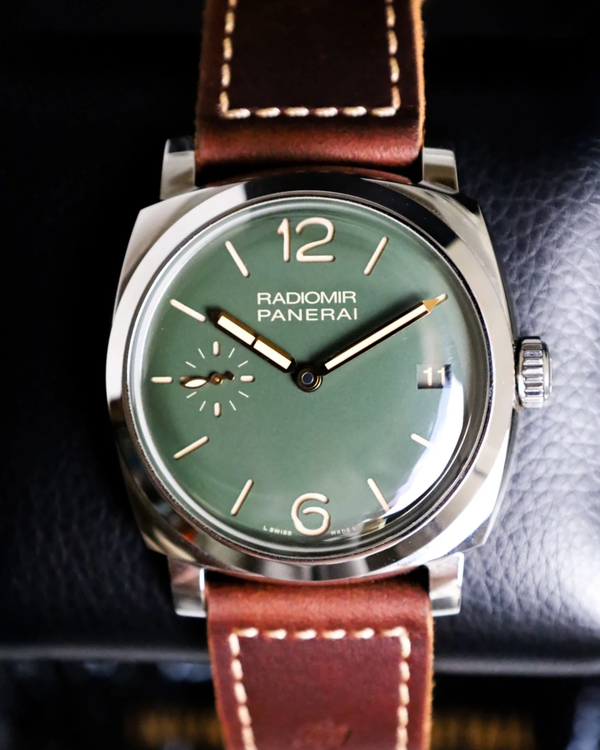 2018 Panerai Radiomir 1940 3 Days Acciaio L.E. 47MM Green Dial Leather Strap (PAM00736)