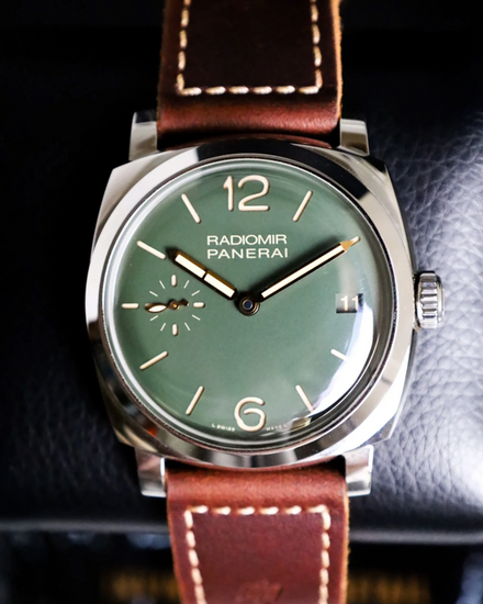 2018 Panerai Radiomir 1940 3 Days Acciaio L.E. 47MM Green Dial Leather Strap (PAM00736)