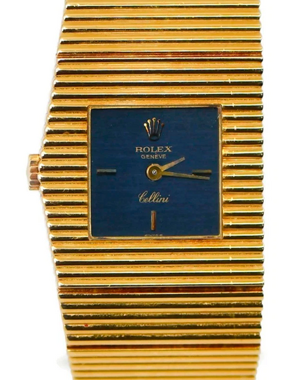 Rolex Cellini "Queen Midas" 24MM Blue Dial Yellow Gold Bracelet (4343)