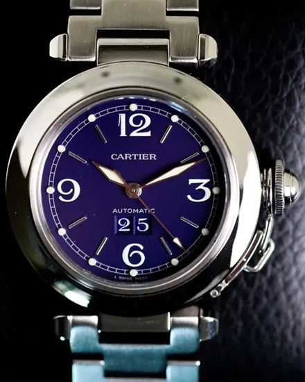 2009 Cartier Pasha De Cartier 35MM Blue Dial Steel Bracelet (2475)