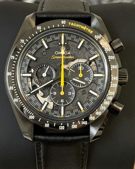 2023 Omega Speedmaster Dark Side of the Moon "Apollo 8" 44.25MM Black Dial Aftermarket Leather Strap (311.92.44.30.01.001)