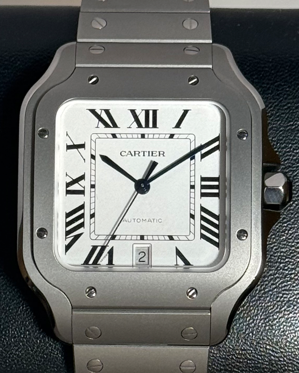 2025 Cartier Santos De Cartier 39.8MM White Dial Titanium Bracelet (WSSA0089)