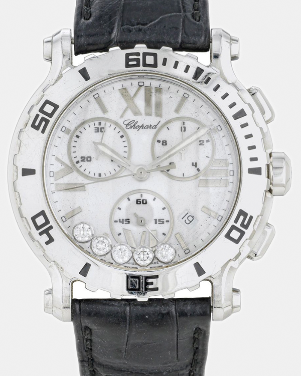 Chopard Happy Sport Chronograph 42MM Quartz White Dial Leather Strap (288499)
