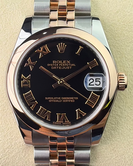 Rolex Datejust 31MM Black Dial Two-Tone Super Jubilee Bracelet (178241)