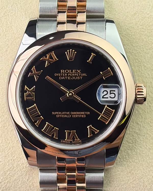 Rolex Datejust 31MM Black Dial Two-Tone Super Jubilee Bracelet (178241)