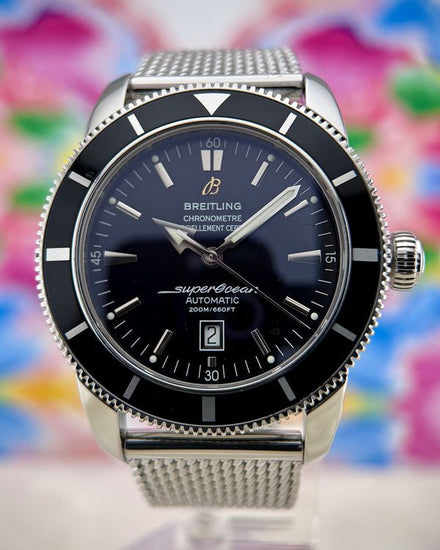 No Reserve - 2009 Breitling Superocean Heritage 46MM Black Dial Steel Bracelet (A17320)