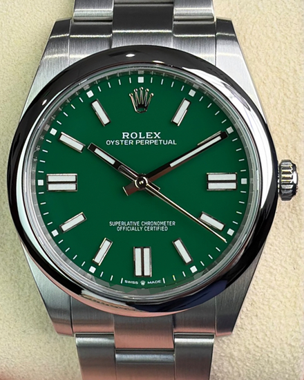 2024 Rolex Oyster Perpetual 41MM Green Dial Oyster Bracelet (124300)