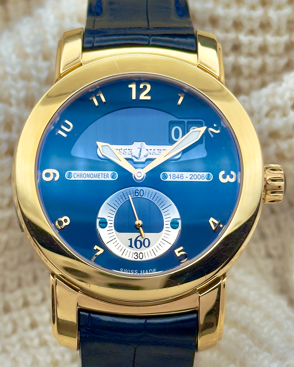 Rare Ulysse Nardin 160th Anniversary L.E. 43MM Blue Dial Leather Strap (1602-100)