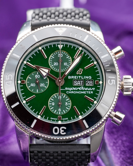 2023 Breitling Superocean Heritage II Chronograph S.E. 44MM Green Dial Rubber Strap (A13313)