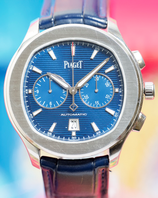 2023 Piaget Polo Chronograph 42MM Blue Dial Leather Strap (G0A43002)