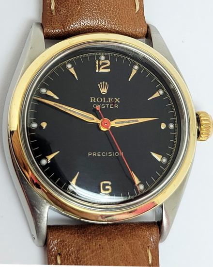 Rolex Oyster Precision 34MM Black Dial Aftermarket Leather Strap (6022)