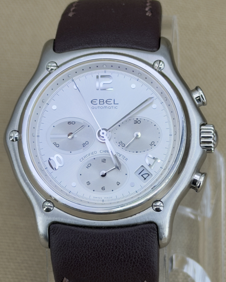 1998 Ebel Le Modulor Chronograph 40MM Silver Dial Leather Strap (9137240)