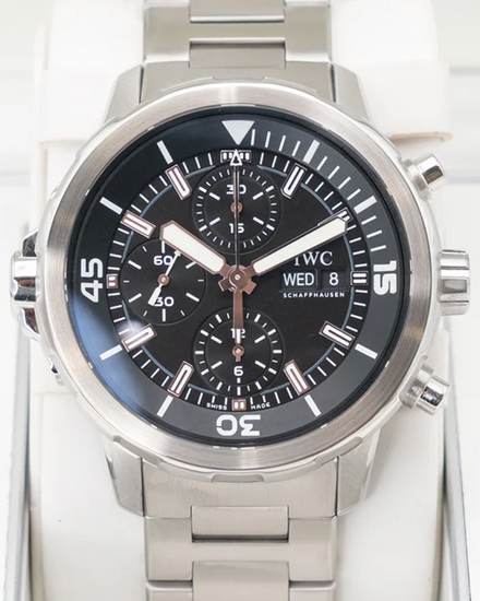 IWC Schaffhausen Aquatimer Chronograph 44MM Black Dial Steel Bracelet (IW376804)