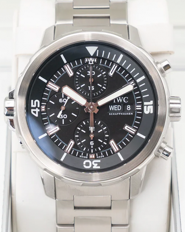 IWC Schaffhausen Aquatimer Chronograph 44MM Black Dial Steel Bracelet (IW376804)