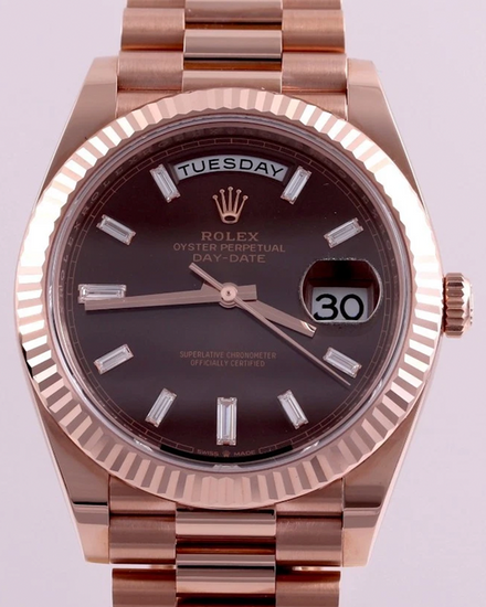 2023 Rolex Day-Date 40MM Chocolate Dial President Rose Gold Bracelet (228235)