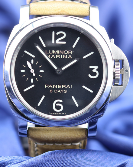 No Reserve - 2016 Panerai Luminor Marina 8 Days 44MM Black Dial Leather Strap (PAM00510)