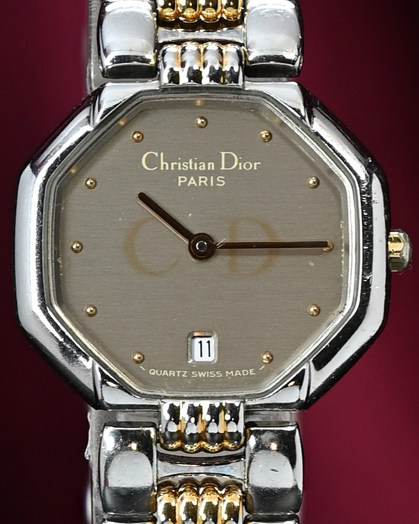 1996 Dior Vintage Swing Octagon 25MM Quartz Champagne Dial Gold-Plated Bracelet (D48-203)
