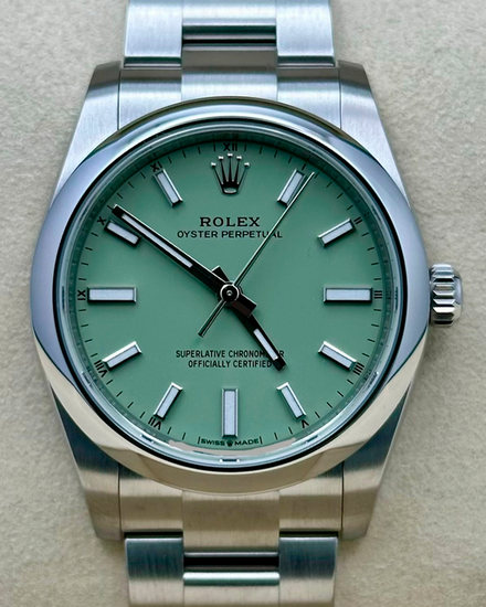 2026 Rolex Oyster Perpetual 34MM Pistachio Dial Oyster Bracelet (124200)