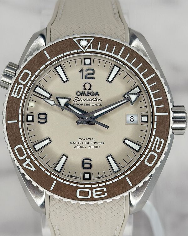 No Reserve - 2024 Omega Seamaster Planet Ocean 600M 43.5MM Beige Dial Rubber Strap (215.32.44.21.09.001)