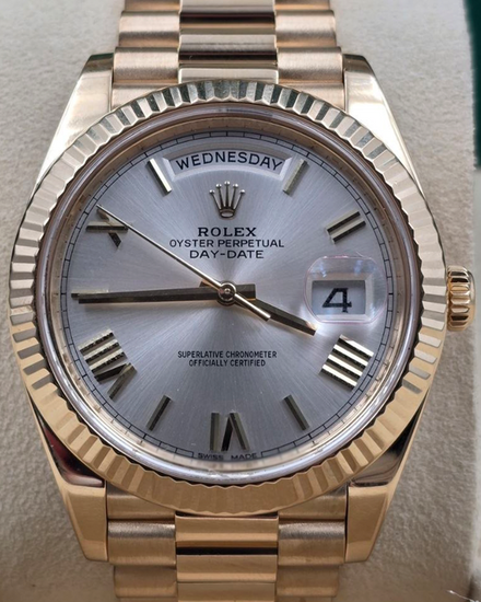 2018 Rolex Day-Date 40MM Silver Dial Yellow Gold President Bracelet (228238)