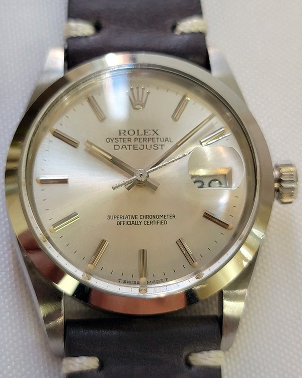 Rolex Datejust 36MM Silver Dial Leather Strap (16000)