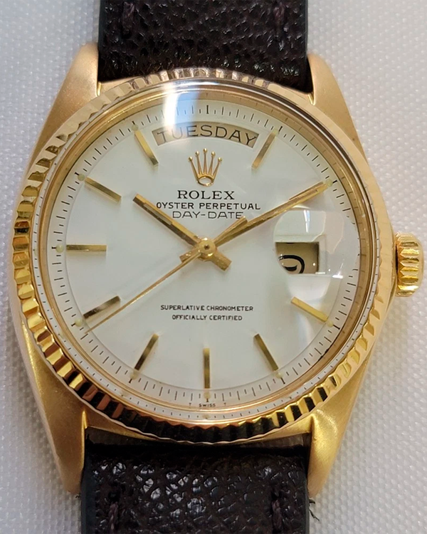 Rolex Day-Date 36MM White Dial Aftermarket Leather Strap (1803)