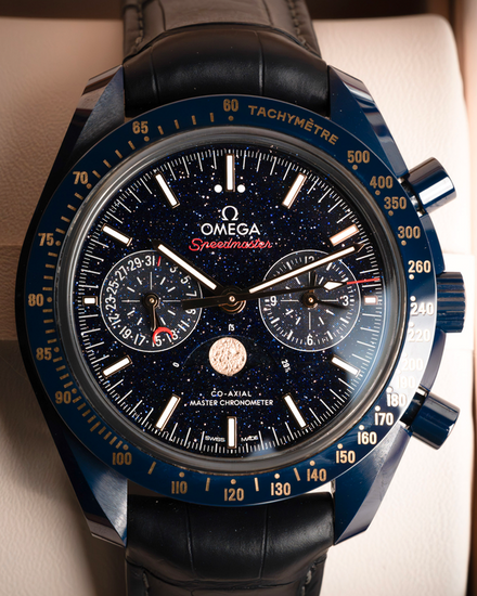 2023 Omega Speedmaster Moonphase "Blue Side of the Moon" 44.25MM Aventurine Dial Leather Strap (304.93.44.52.03.002)