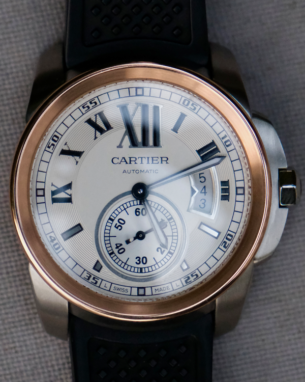 2010 Cartier Calibre de Cartier 42MM Silver Dial Rubber Strap (W7100011)