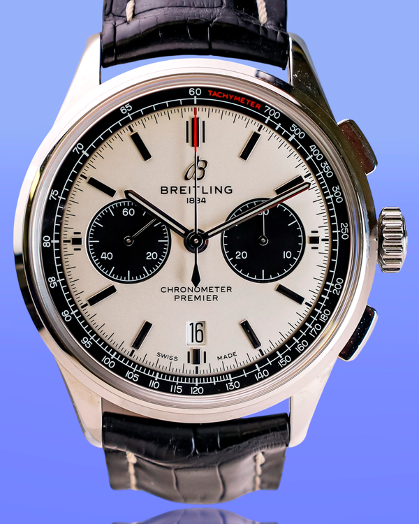 2020 Breitling Premier B01 Chronograph 42MM White Dial Leather Strap (AB0118)