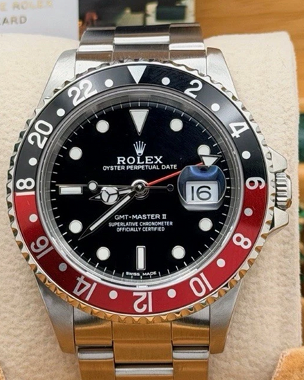 1999 (A Serial) Rolex GMT-Master II "Coke" 40MM Black Dial Oyster Bracelet (16710)