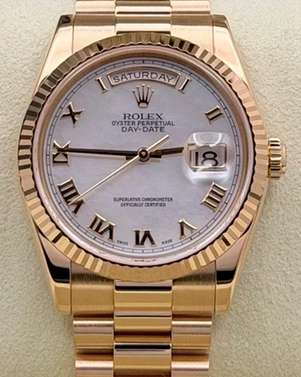 2004 Rolex Day-Date 36MM Mother of Pearl Yellow Gold President Bracelet (118238)