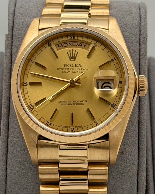 1980 (6.4 Mill. Serial) Rolex Day-Date 36MM Champagne Dial Aftermarket Yellow Gold President Bracelet (18038)