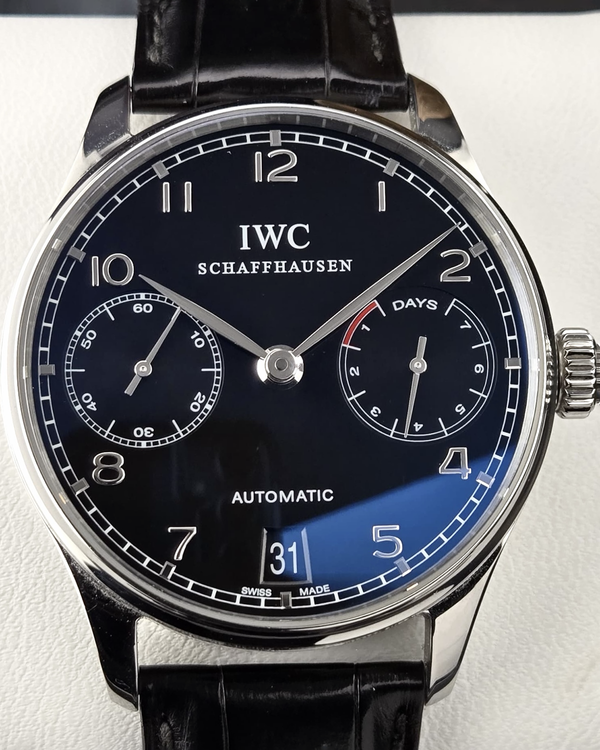 2007 IWC Schaffhausen Portugieser 42MM Black Dial Leather Strap (IW500109)