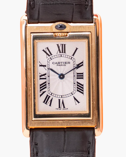 Cartier Tank Basculante 26MM Silver Dial Leather Strap (2499C)