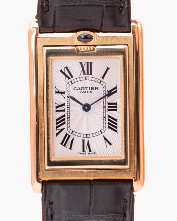Cartier Tank Basculante 26MM Silver Dial Leather Strap (2499C)