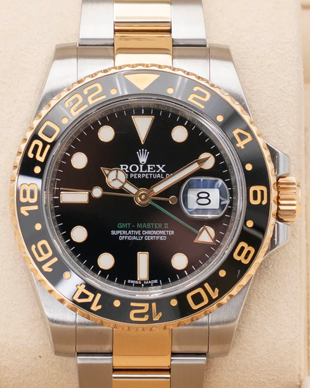 2015 Rolex GMT-Master II 40MM Black Dial Two-Tone Oyster Bracelet (116713LN)