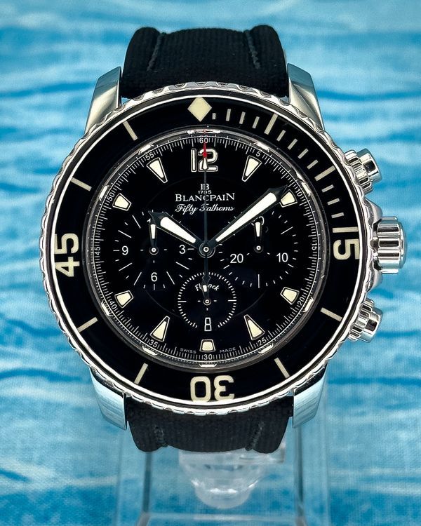 2023 Blancpain Fifty Fathoms Flyback Chronograph 45MM Black Dial Textile Strap (5085F-1130-52B)