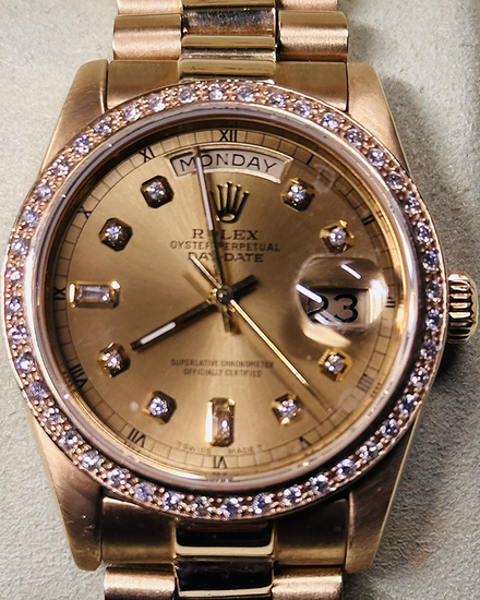 1984 Rolex Day-Date 36MM Aftermarket Champagne Dial Yellow Gold President Bracelet (18308)