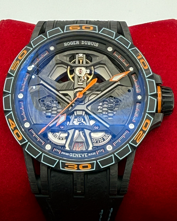 2021 Roger Dubuis Excalibur Spider "Huracan STO Carbon" L.E. 45MM Skeleton Dial Rubber Strap (DBEX0828)
